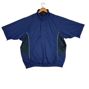FootJoy DryJoys Golf Windbreaker Pullover Jacket Mens Medium Blue Short Sleeve
